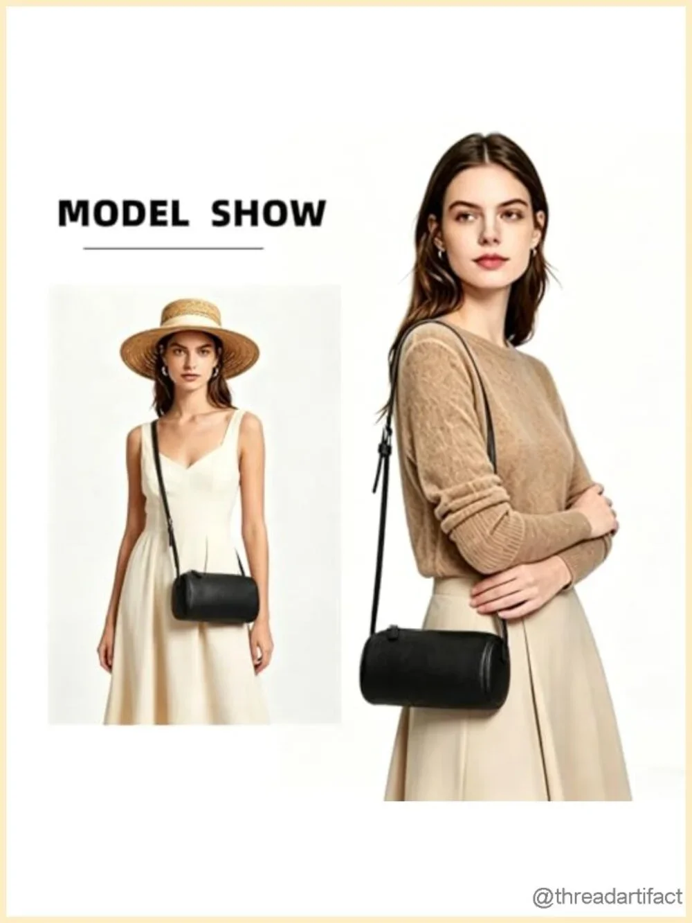 Barrel Crossbody Bag Pu Leather Lightweight Shoulder Purse Daily Work
